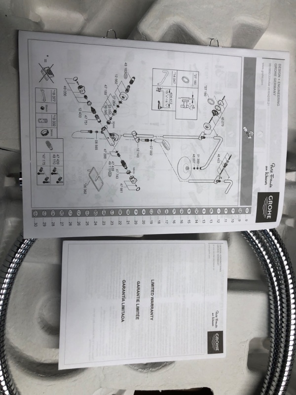 Photo 5 of *PARTS ONLY, NO REFUNDS OR RETURNS, MISSING PIECES* Grohe 26421000 New Tempesta Shower System with Thermostat for Wall Mount, Starlight Chrome