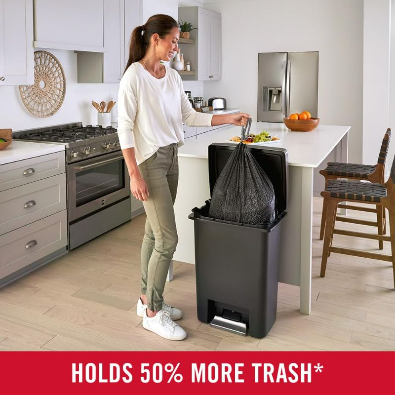 Photo 4 of (NON-REFUNDABLE) Rubbermaid Premier High-Capacity Step-On Trash Can, 19 Gallon, Charcoal, Stainless-Steel Rim