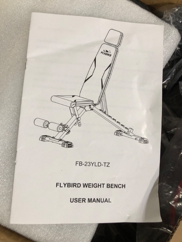 Photo 2 of ***DAMAGED - SLASHED - LIKELY MISSING PARTS - SEE PICTURES***
FLYBIRD Adjustable Weight Bench with Headrest, Foldable Workout Bench for Home Gym, Fit Users up to 6'5'', 750LBS Weight Capacity Exercise Bench -FBHR24 Black