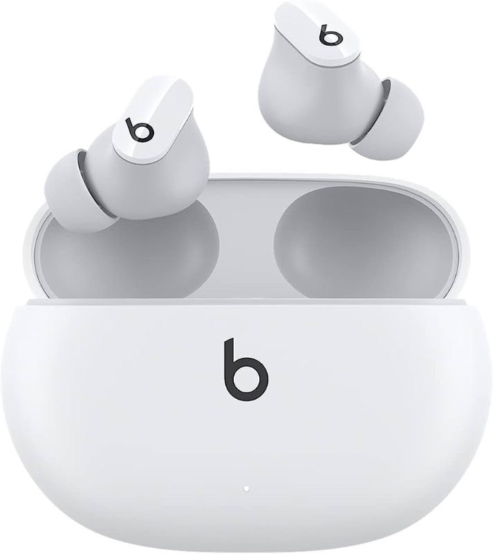 Photo 1 of Beats Studio Buds - True Wireless Noise Cancelling Earbuds - Compatible with Apple & Android, Built-in Microphone, IPX4 Rating, Sweat Resistant Earphones, Class 1 Bluetooth Headphones - White