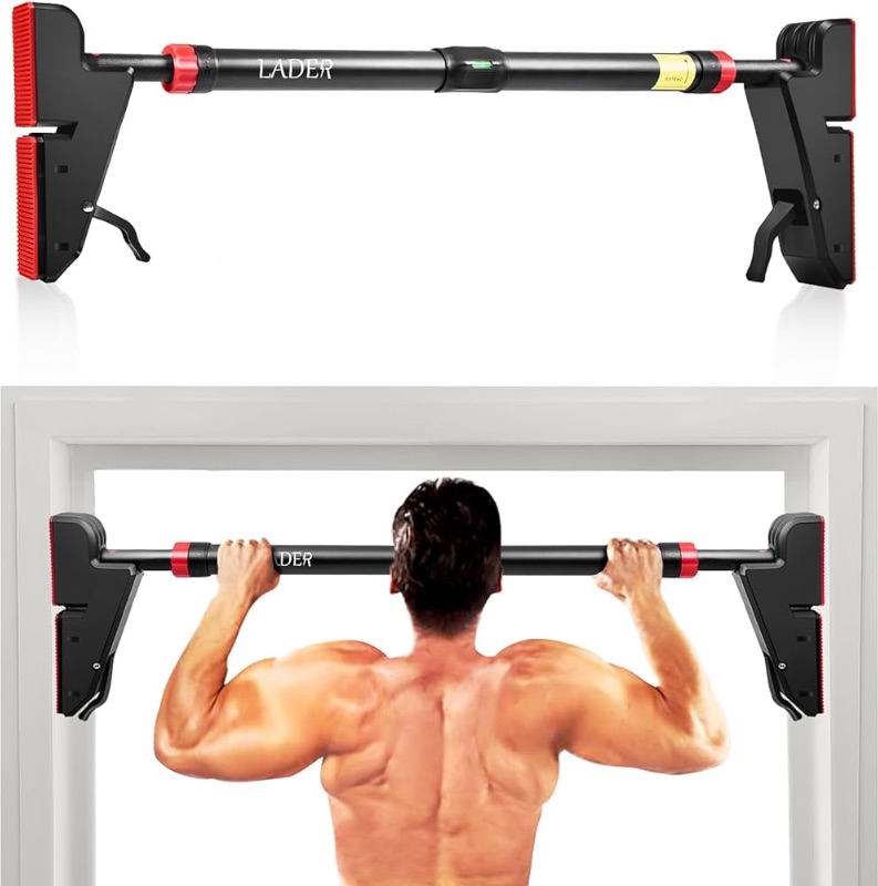 Photo 1 of LADER Pull Up Bar for Doorway, Strength Training Pull-Up Bars with No Screw Installation for Home Gym Exercise Fitness with Level Meter, Max Load Bearing 550LBS