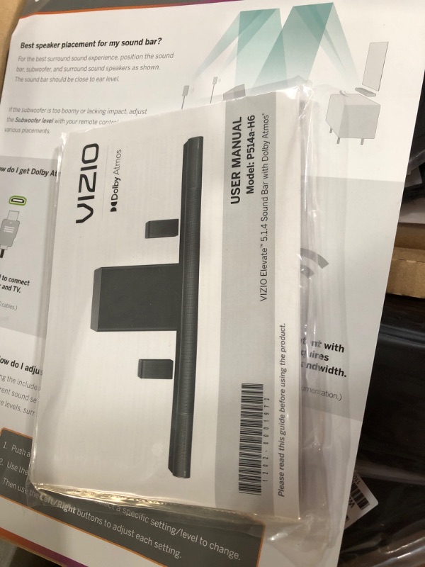 Photo 6 of **SEE NOTES**VIZIO Elevate Sound Bar for TV, Home Theater Surround Sound System for TV with Subwoofer and Bluetooth, P514a-H6 5.1.4 ELEVATE P-Series 5.1.4