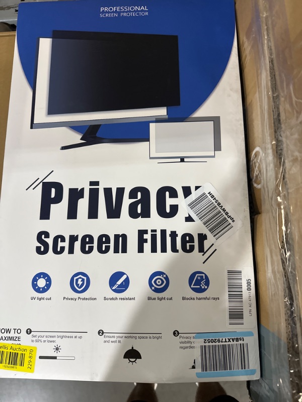 Photo 2 of [2 Pack] 24 Inch Computer Privacy Screen for 16:9 Aspect Ratio Widescreen Monitor, Eye Protection Anti Glare Blue Light Computer Monitor Privacy Filter, Removable Anti-Scratch 24in Protector Film [2 Pack] 24'' Privacy Screen (16:9)