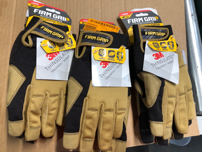 Photo 1 of **NON-REFUNDABLE (3 PACK)**
FIRM GRIP Large Winter General Purpose Gloves with Thinsulate Liner