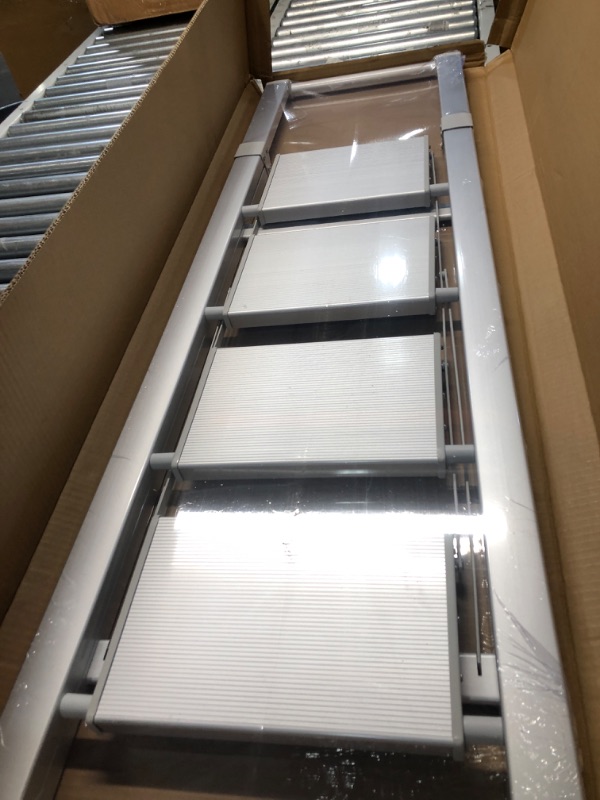 Photo 1 of 4 Steps Lightweight Aluminum Ladder Folding Step Stool Stepladders with Anti-Slip and Wide Pedal for Home and Kitchen Use Space Saving (Silver)