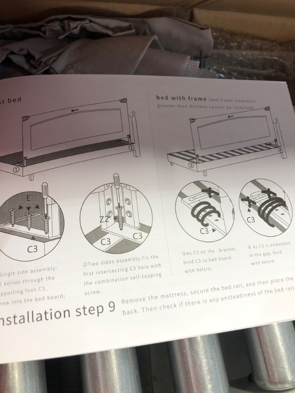 Photo 2 of Bed Rails for Toddlers-Extra Long and Tall Infants Guardrail. for The Foot of Cal King (70in-1 Pack)