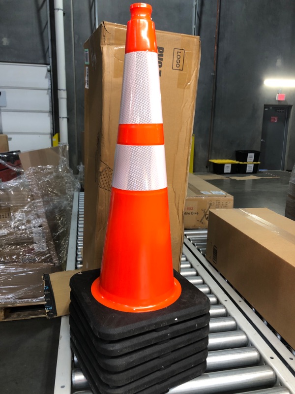 Photo 2 of (6 Cones) BESEA 28” inch Orange Safety Traffic Cones, Construction Road Parking Cone Structurally Stable, Crowd Control at Public Place.