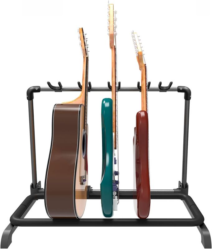 Photo 1 of GUITTO Multi Guitar Rack Stand Foldable Universal Display Rack Portable Guitar Holder for Band Stage Bass Acoustic Guitar -5 Holder GGS-07