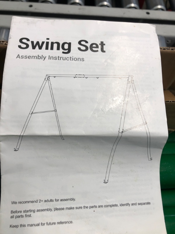 Photo 3 of **READ NOTES***
Trekassy 440lbs 2 Seat Swing Set for Backyard, 1 Saucer Swing Seat and 1 Belt Swing Seat with Heavy Duty A-Frame Metal Swing Stand