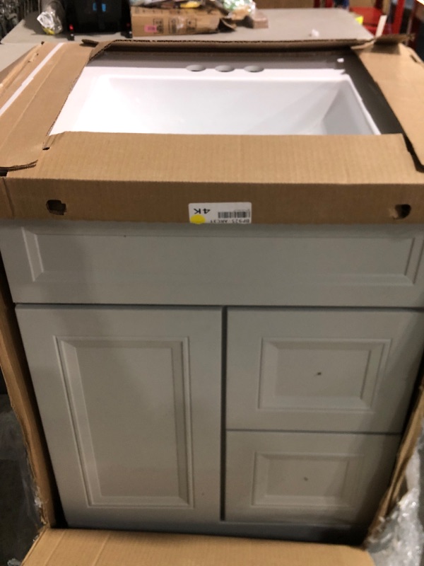 Photo 2 of (used)(damaged)(please see all images) Sedgewood 24.5 in. W x 18.75 in. D x 34.375 in. H Single Sink Bath Vanity in Dove Gray with Arctic Solid Surface Top
