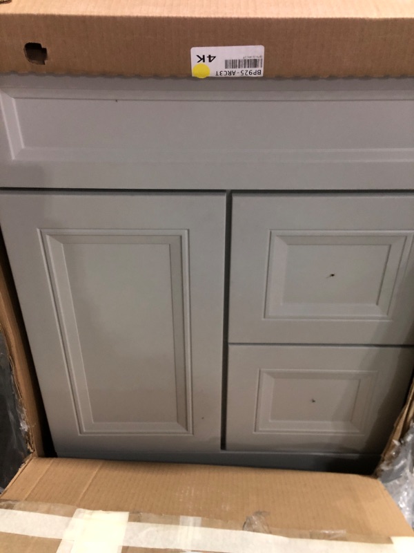 Photo 5 of (used)(damaged)(please see all images) Sedgewood 24.5 in. W x 18.75 in. D x 34.375 in. H Single Sink Bath Vanity in Dove Gray with Arctic Solid Surface Top
