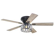 Photo 1 of (used)(damaged)(see all images) Jemore 52 in. Indoor Flush Mounted Black Crystal Ceiling Fan with Light Kit and Remote Control Included
