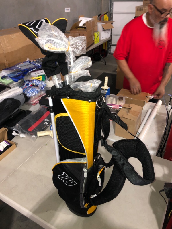 Photo 2 of (NON-REFUNDABLE) WILSON Junior Profile JGI Complete Golf Club Package Set - Stand Bag Yellow Medium (Ages 8-11) Right