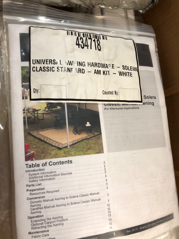 Photo 4 of ***NON REFUNDABLE NO RETURNS SOLD AS IS**PARTS ONLY**
***Parts Only***Solera Classic Universal RV Awning Arms & Hardware Kit - 68"-81" Standard, Black