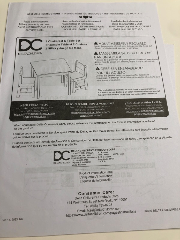 Photo 2 of ****READ NOTES****
Delta Children MySize Kids Wood Table and Chair Set (2 Chairs Included) - Ideal for Arts & Crafts, Snack Time, & More - Greenguard Gold Certified, Bianca White, 3 Piece Set