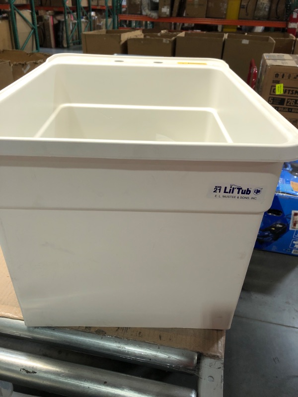 Photo 3 of Mustee 18-in x 24-in 1-Basin White/Gray Legs Freestanding Utility Tub with Drain