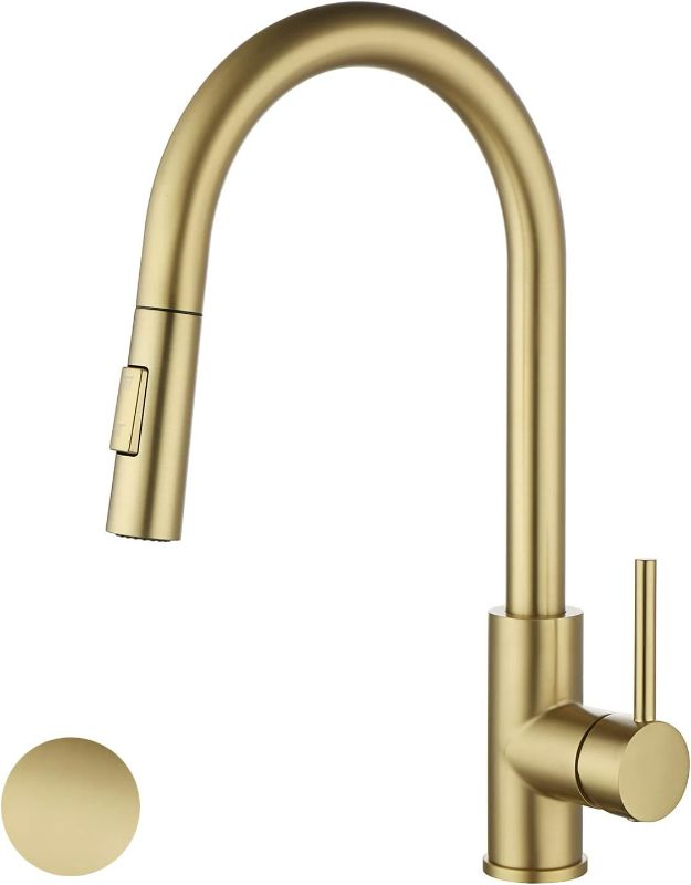 Photo 1 of havin Gold Kitchen Faucet,Kitchen Faucet with Pull Down Sprayer Head,Spot Free,Including 10 inch Deck Plated, Fit for 1 and 3 Holes (Style A, HV601) Modern Brushed Gold