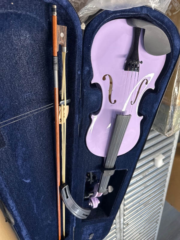 Photo 2 of ADM Acoustic Violin for Kids Beginners, 4/4 Full Size Acoustic Violin Fiddle for Teens Students Violin Starter Kit with Hard Case, Rosin, Shoulder Rest, Bow, Violin Music Stand and Strings,Purple 4/4 Full Size Purple