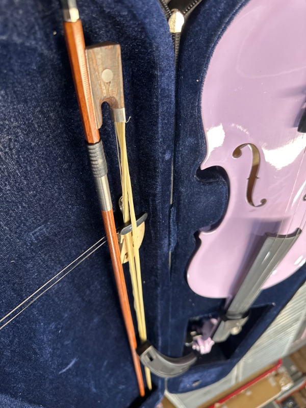 Photo 3 of ADM Acoustic Violin for Kids Beginners, 4/4 Full Size Acoustic Violin Fiddle for Teens Students Violin Starter Kit with Hard Case, Rosin, Shoulder Rest, Bow, Violin Music Stand and Strings,Purple 4/4 Full Size Purple