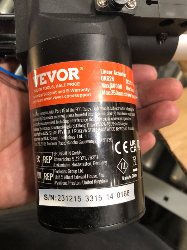 Photo 1 of VEVOR Linear Actuator 12V, 16 Inch Heavy Duty 1320lbs/6000N Linear Actuator, 0.19"/s Linear Motion Actuator with Mounting Bracket & IP44 Protection for Electric Door Industrial Machinery Vessels Cargo