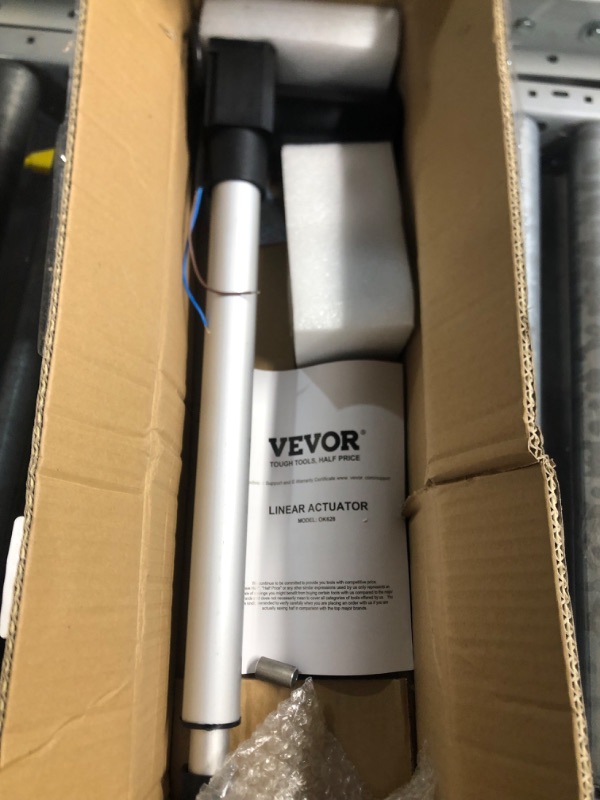 Photo 1 of VEVOR Linear Actuator 12V, 16 Inch Heavy Duty 1320lbs/6000N Linear Actuator, 0.19"/s Linear Motion Actuator with Mounting Bracket & IP44 Protection for Electric Door Industrial Machinery Vessels Cargo