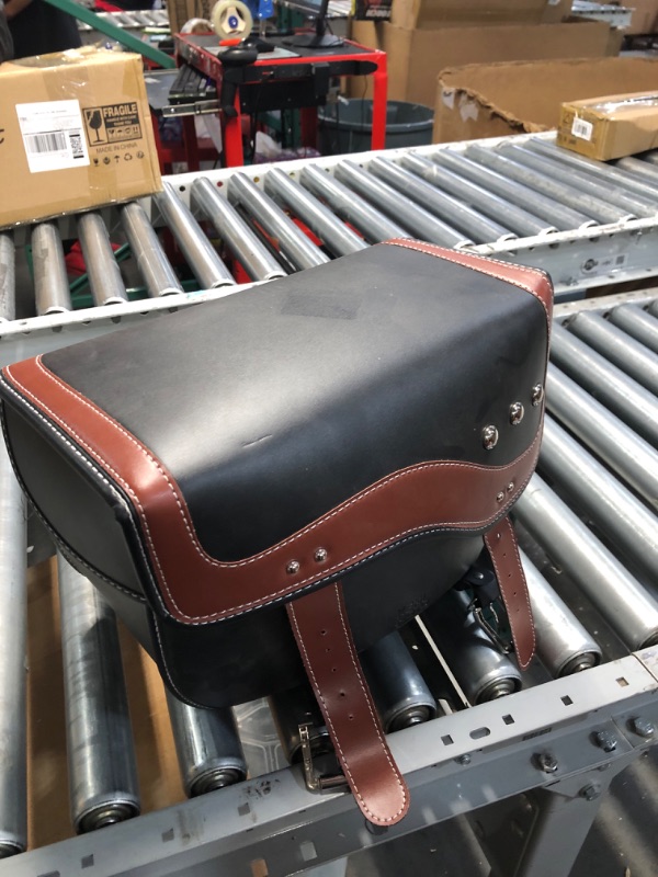 Photo 2 of KEMIMOTO Motorcycle Saddlebags, 30L Large Capacity Saddle Bags Motorcycles, PU Leather Motorcycle Luggage Bag for Sportster Softail Dyna V-star Shadow, Universal Motorcycle Accessories, Brown Brown with Inner Pocket 30 L