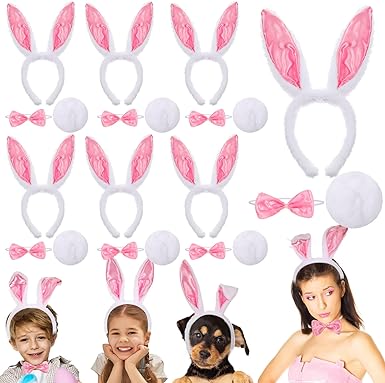 Photo 1 of Jutom 6 Pcs Bunny Ears Headband Rabbit Ears Headband Bunny Costume Accessories for Women Girls Carnival Easter