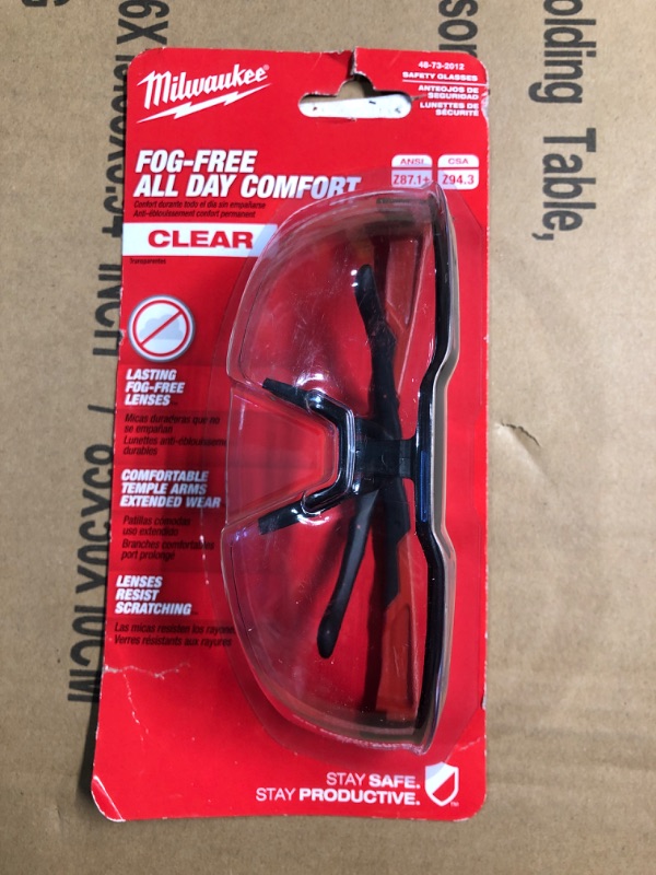 Photo 1 of Clear Safety Glasses Fog-Free Lenses
