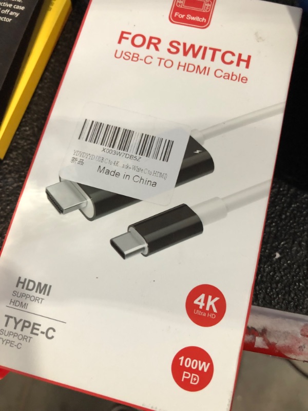 Photo 1 of USB C to 4K HDMI Adapter for Nintendo Switch/Lite + Switch OLED/Android Phone/MacBook Pro Air/iPad Pro/All Type C PD, 3 in 1 Port. 39W USB C Charger for Switch Series (Black+White C to HDMI)