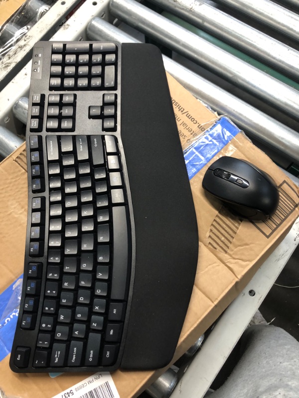 Photo 2 of Amazon Basics Ergonomic Wireless Keyboard Mouse Combo - QWERTY - Black