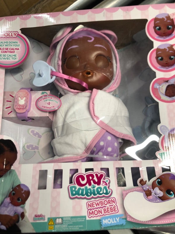 Photo 4 of Cry Babies Newborn Molly - Interactive Baby Doll with 20+ Baby Sounds, Girls & Kids Age 18M and Up