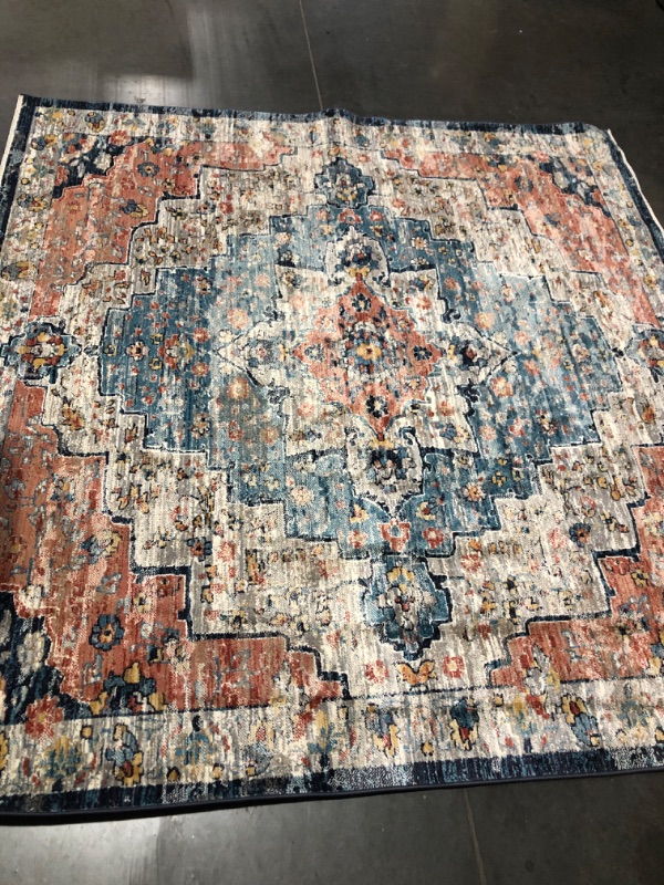 Photo 2 of (used)(please see all images) Area Rug Living Room Rugs - 8' squared Soft Machine Washable Oriental