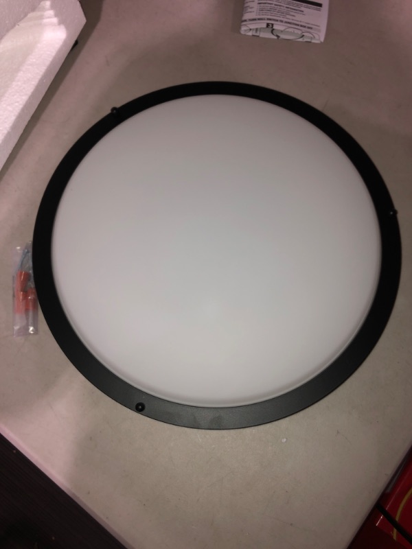 Photo 2 of (NON-REFUNDABLE) Good Earth Lighting Jordan 14-inch LED Flush Mount – Satin Nickel, Dimmable, 1700 Lumen, 3000K, Energy Star, 50,000 Hour Rated Lamp Life Nickel 14"