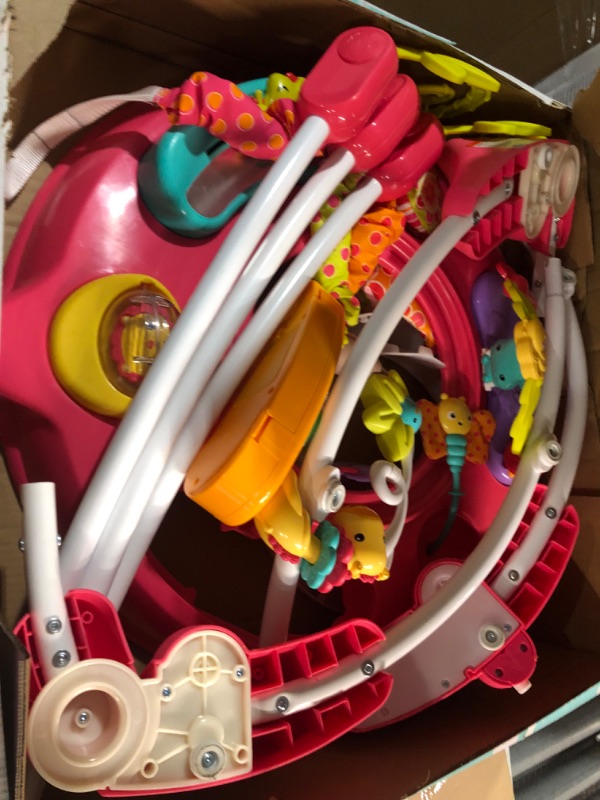 Photo 2 of ***USED - LIKELY MISSING PARTS - UNABLE TO VERIFY FUNCTIONALITY***
Fisher-Price Jumperoo Baby Bouncer and Activity Center with Spinning Seat plus Lights Music Sounds and Baby Toys, Pink Petals