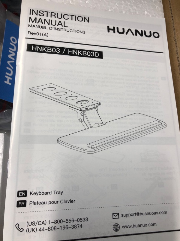 Photo 2 of HUANUO Keyboard Tray Under Desk, 360 Adjustable Ergonomic Sliding Keyboard & Mouse Tray, 25" W x 9.8" D, Black