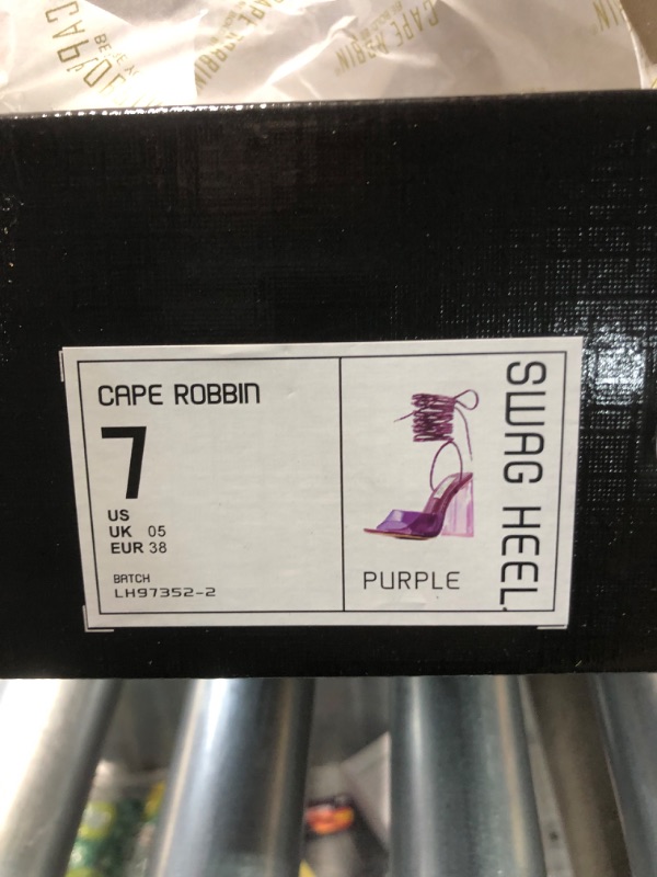 Photo 2 of Cape Robbin Swag Women's Lace-up Heels for Women Sexy - Heels with Square Open Toe - Tie Up Clear Heels  7 Purple