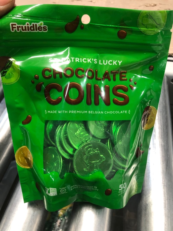 Photo 3 of **NON-REFUNDABLE** EXP 11/2/26
Fruidles Saint Patrick's Day Chocolate Coins Green Coins, Belgian Nut-Free Milk Chocolate, Kosher Certified (50-Pack) 