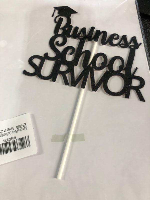 Photo 2 of **NON-REUFNDABLE** 2 PACK 
Business School Survivor Cake Topper, Cake Decorations, Business Graduate Party Decor