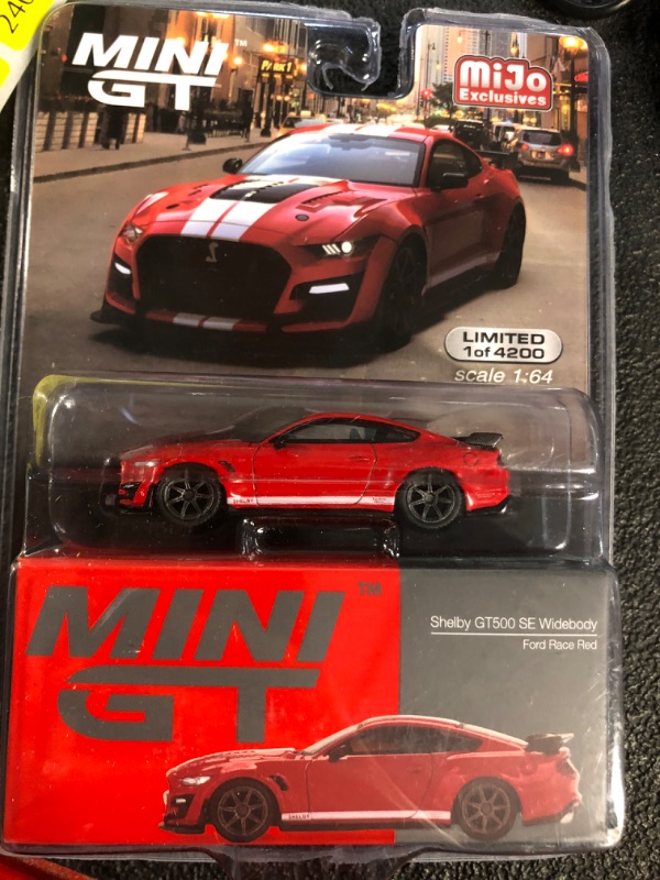 Photo 3 of MINI GT True Scale Miniatures Ford Mustang Shelby GT500 SE Widebody Ford Race Red 1/64 Diecast Model Car 