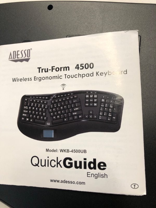 Photo 5 of Adesso WKB-4500UB - Wireless Ergonomic Desktop Touchpad Keyboard, Split Keys Design, Palm Rest, Media Control