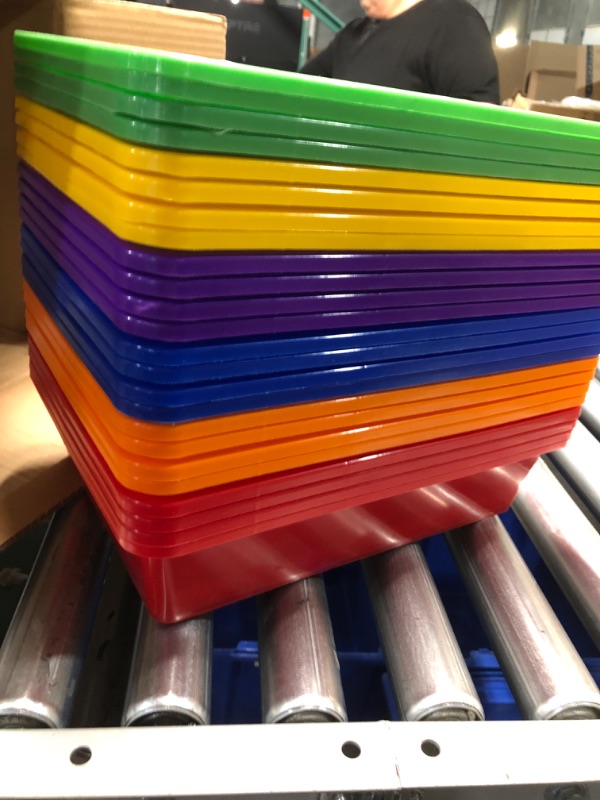 Photo 3 of 24 Packs Plastic Trays for Classroom, Stackable Thick Flat Paper Letter Tray Organizer Bin  (Multicolor)