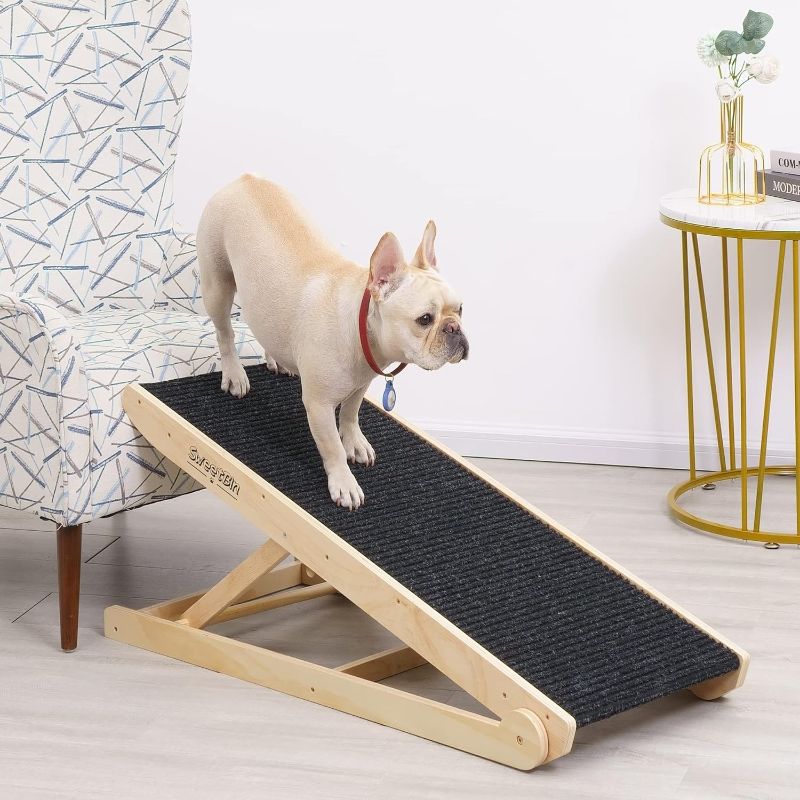 Photo 1 of ***DAMAGED - WOOD SPLITTING - SEE PICTURES***
SweetBin Wooden Adjustable Pet Ramp Non Slip Carpet Surface and Foot Pads - 41" Long and Adjustable from 12” to 24” , 40"L x 18"W x 4"H