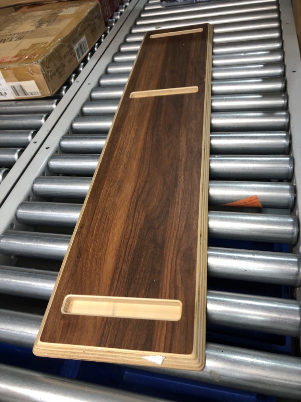 Photo 2 of Aothia Large Dual Monitor Stand Riser, Solid Wood Desk Shelf with Eco Cork Legs Black Walnut