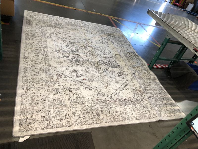 Photo 1 of ***USED - DIRTY - STAINED - NO PACKAGING - SEE PICTURES***
NORTHERN BROTHERS 8x10 Area Rugs for Living Room - Large Area Rug Washable Rug  8*10 feet Flower02-gray