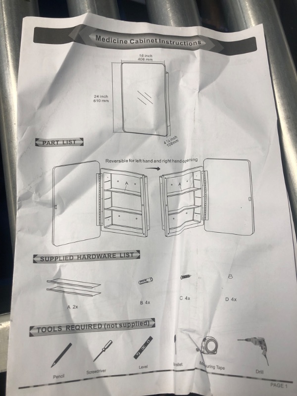 Photo 3 of ***USED - LIKELY MISSING PARTS - UNABLE TO VERIFY FUNCTIONALITY***
Plastic Black Medicine Cabinet, Beveled Edge Mirror Door with Round Corner Metal Frame, Recessed and Surface Mount Bathroom Medicine Cabinet, 16 x 24 inch Mirror Size