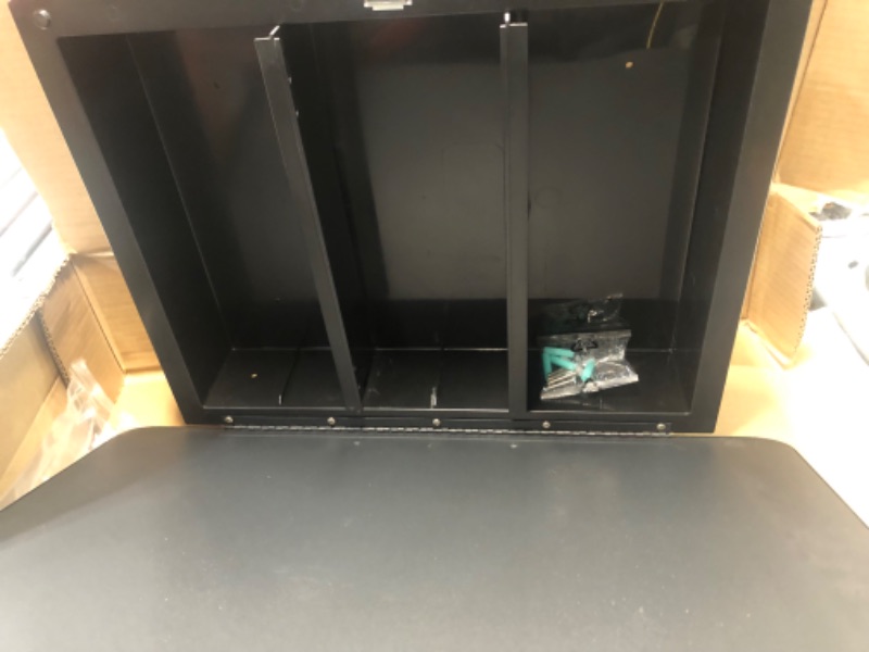 Photo 5 of ***USED - LIKELY MISSING PARTS - UNABLE TO VERIFY FUNCTIONALITY***
Plastic Black Medicine Cabinet, Beveled Edge Mirror Door with Round Corner Metal Frame, Recessed and Surface Mount Bathroom Medicine Cabinet, 16 x 24 inch Mirror Size