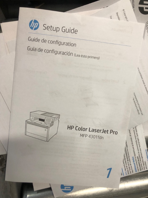 Photo 2 of HP Color LaserJet Pro MFP 4301fdn Printer, Print, scan, copy, fax, Fast speeds, Easy setup, Mobile printing, Advanced security, Best-for-small teams, 16.6 x 17.1 x 15.1 in,white New version