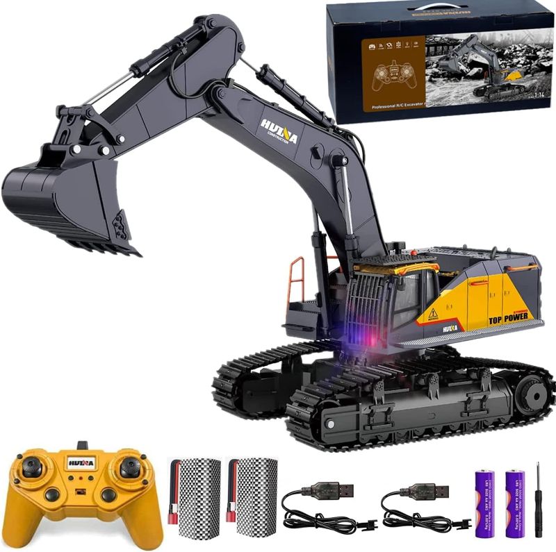 Photo 1 of ***USED - DIRTY - MISSING CHARGER - POWERS ON - UNABLE TO TEST FURTHER***
BNAM Remote Control Excavator Toy 1/14 Scale RC Excavator, 22 Channel Upgrade Full Functional Construction Vehicles Rechargeable RC Truck with Metal Shovel and Lights Sounds Best fo