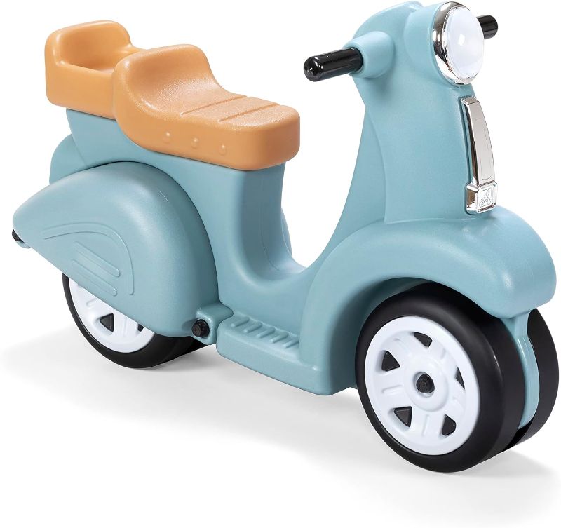 Photo 1 of (NON-REFUNDABLE) Step2 Ride Along Scooter – Aqua – Ride On Toy with Vintage-Style Design, Foot-to-Floor Toddler Scooter with Four Wheels for Extra Stability