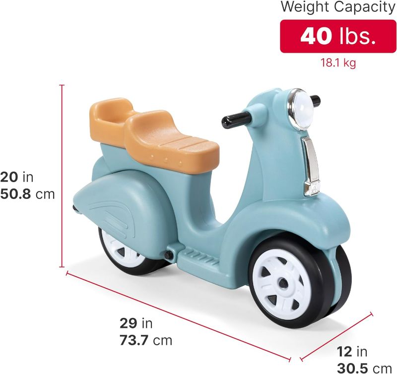 Photo 3 of (NON-REFUNDABLE) Step2 Ride Along Scooter – Aqua – Ride On Toy with Vintage-Style Design, Foot-to-Floor Toddler Scooter with Four Wheels for Extra Stability